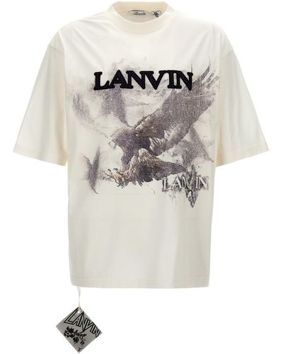 Lanvin Logo Print T Shirt Bianco
