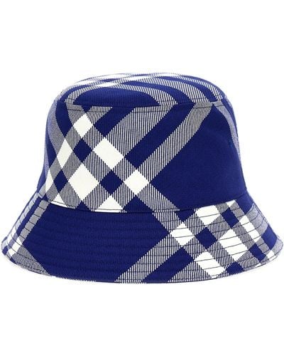 Burberry Bucket Hat Check Hats - Blue
