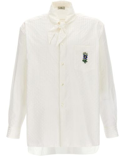 Etro Floral Embroidery Shirt Camicie Grigio - Bianco