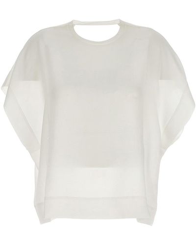 Nude Silk Bloshirt Shirt, Blouse - White