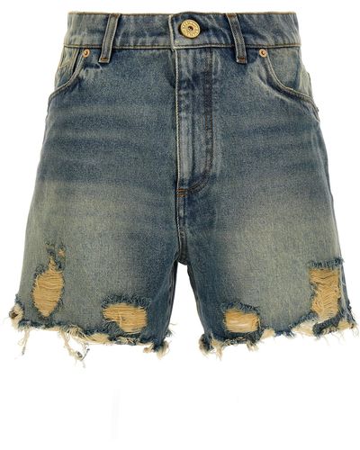 Balmain Vintage Denim Shorts Bermuda, Short Blu