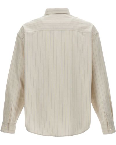 Ami Paris Logo Embroidery Striped Shirt Camicie Multicolor - Bianco