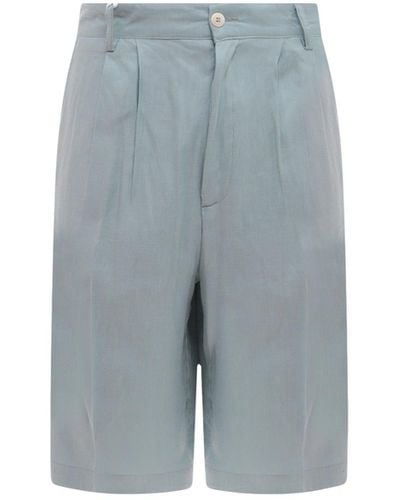 Costumein Linen And Cotton Bermuda Shorts - Blue