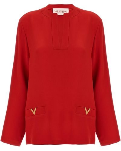 Valentino Garavani V Gold Shirt, Blouse - Red