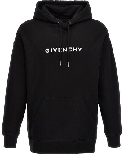 Givenchy Flocked Logo Hoodie Sweatshirt - Black