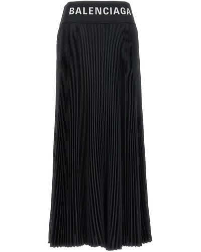 Balenciaga Logo Pleated Skirt Skirts - Black