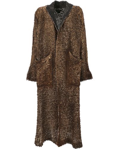 Avant Toi Metallic-effect Knitted Cardi-coat - Brown