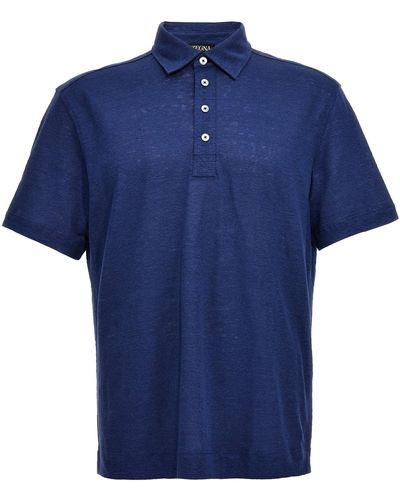 Zegna Linen Shirt Polo Blu