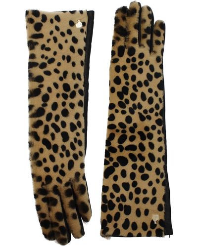 Lanvin Gloves Fur Brown Leopard - White