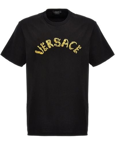 Versace Logo Cotton T-shirt - Black