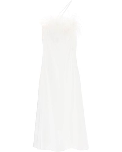 Art Dealer 'ember' Maxi Dress In Satin With Feathers - White