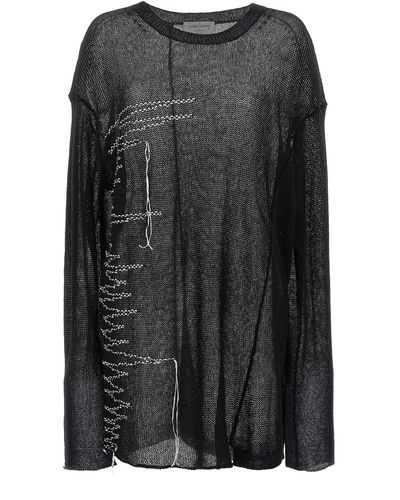 Yohji Yamamoto Contrast Embroidery Sweater - Black