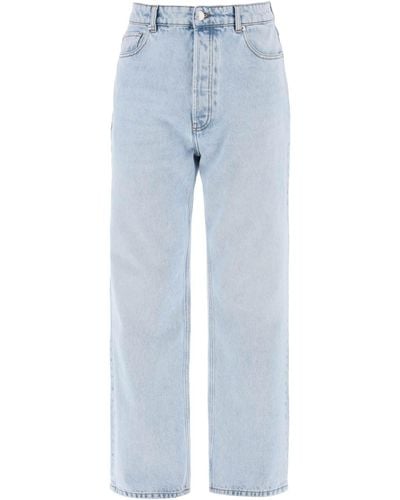 Ami Paris Jeans In Denim A Gamba Ampia - Blu