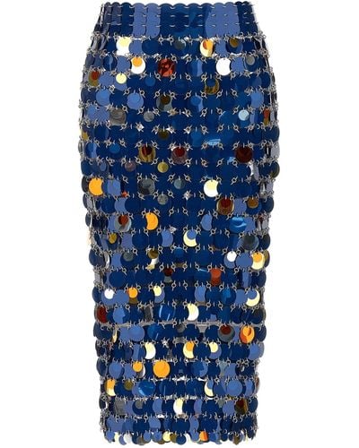 Rabanne Sequin Midi Skirt Gonne Multicolor - Blu