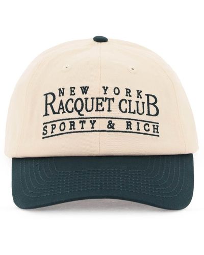 Sporty & Rich Embroidered Lettering Baseball Cap - Natural