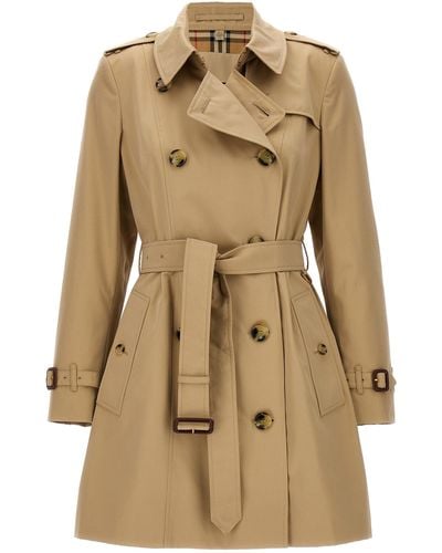 Burberry Kensington Coats, Trench Coats - Natural