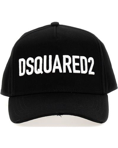 DSquared² Cappellino in cotone con logo ricamato - Nero