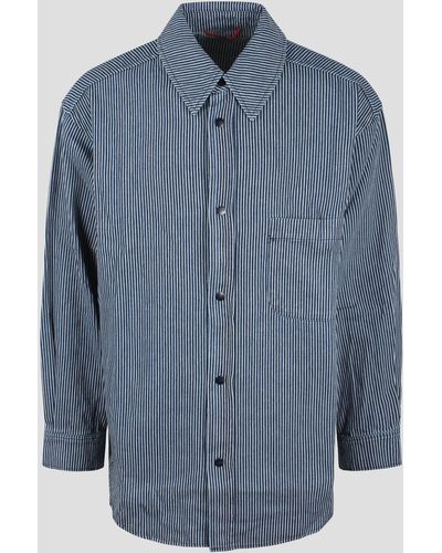 Autry Oversize cotton denim striped shirt - Blu
