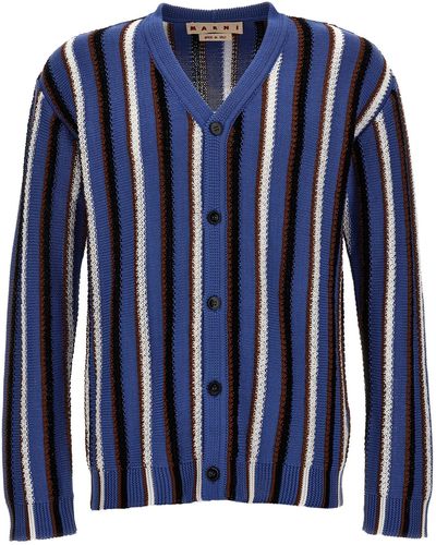 Marni Striped Cardigan Maglioni Multicolor - Blu