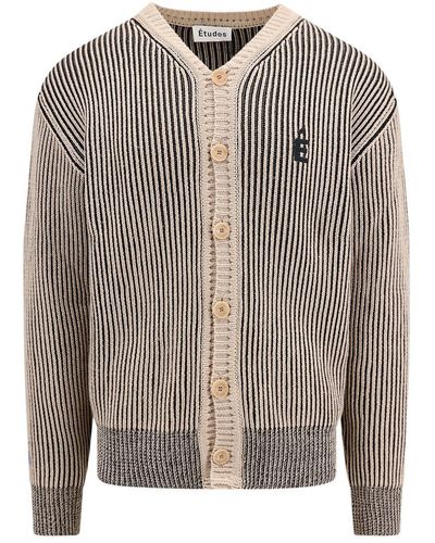 Etudes Studio Organic Cotton Trouser With Striped Motif - Gray