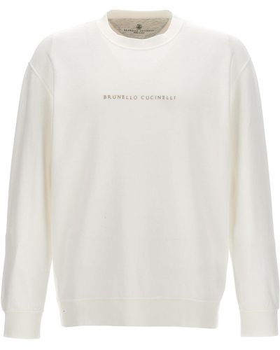 Brunello Cucinelli Logo Embroidery Sweatshirt - White