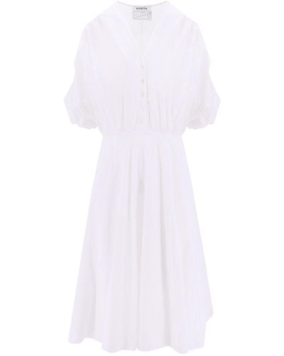 Vivetta Sustainable Cotton Dress With Cut-out Details - White