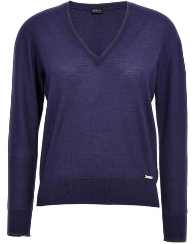 Kiton V-Neck Sweater Maglioni Blu