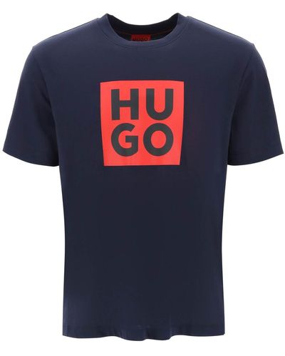 HUGO Hugo Daltor Logo Print T-Shirt - Blue