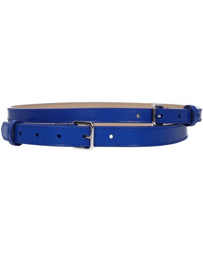 Alexander McQueen Regular Belts Leather Blue Electric Blue