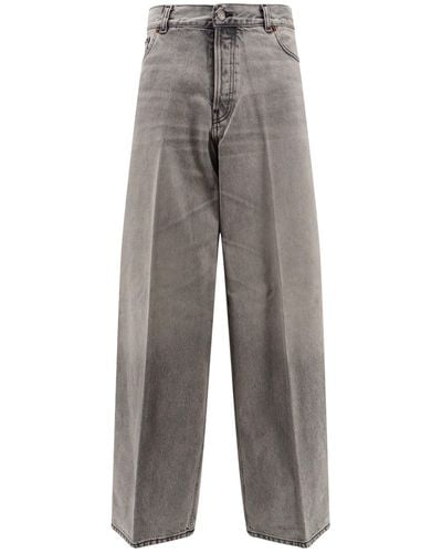 Haikure Jeans in cotone con patch logo posteriore - Grigio