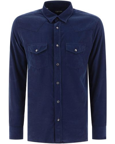 Tom Ford Shirt With Pockets - Blue