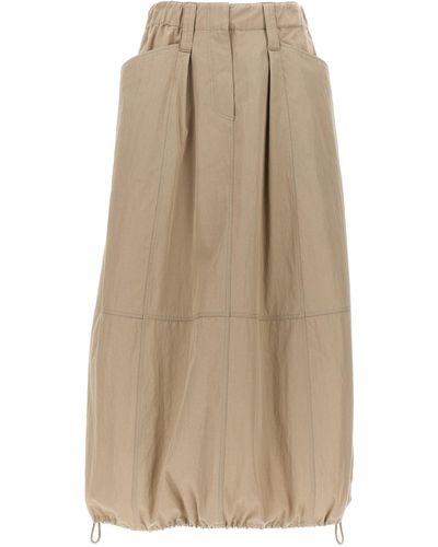 Brunello Cucinelli Drawstring Skirt At The Hem Gonne Beige - Neutro