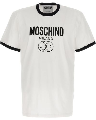 Moschino Double Smile T Shirt Bianco/Nero