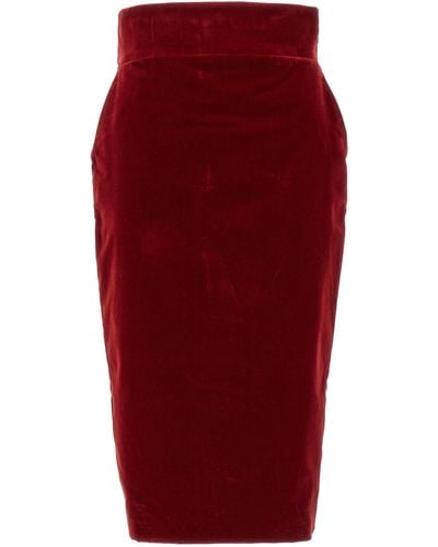 Alexandre Vauthier Velvet Midi Skirt Skirts - Red