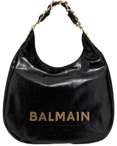 Balmain Hobo 1945 Soft Shoulder Bags - Black