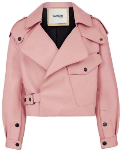 Wanan Touch Ilaria Jacket In Pink Lambskin Leather