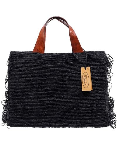 IBELIV Onja Rafia Handbag - Black