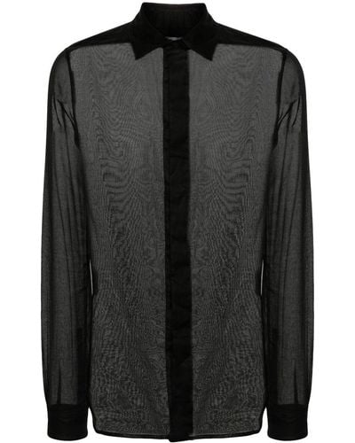 Rick Owens Semi-Transparent Cotton Office Shirt - Black