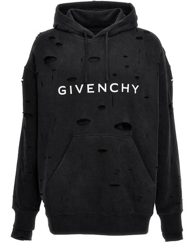 Givenchy Logo Hole Hoodie Sweatshirt - Black