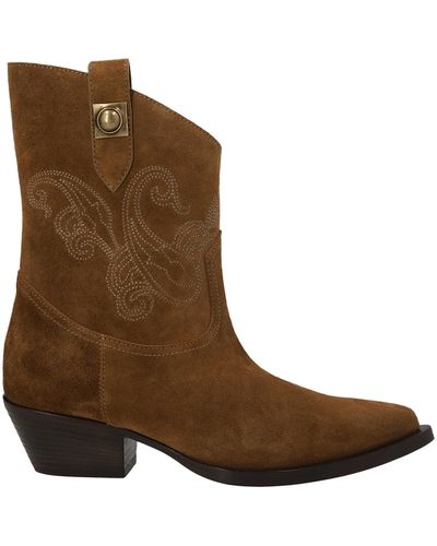 Etro Embroidered Texan Style Boots - Brown