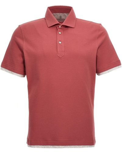 Brunello Cucinelli Double Layer Effect Shirt Polo Fucsia - Rosso