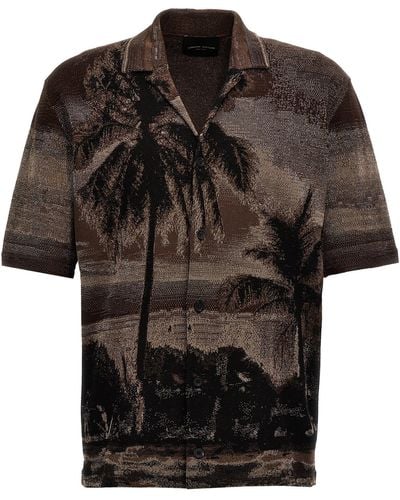 Roberto Collina Jacquard Bowling Shirt Shirt, Blouse - Black