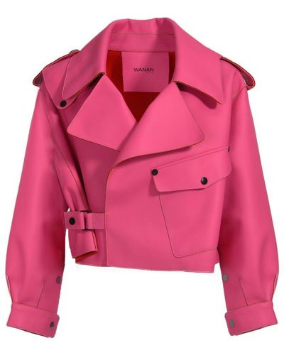 Wanan Touch Ilaria Jacket In Strawberry Pink Lambskin Leather