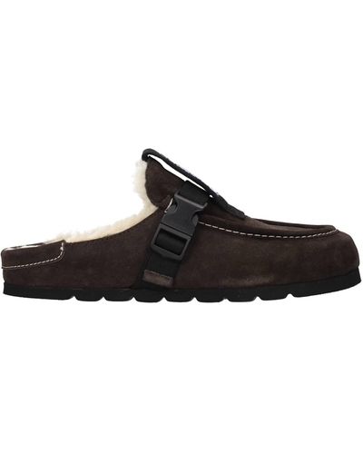 Alexander McQueen Slippers And Clogs Mcq Suede Brown - Black