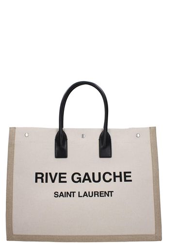 Saint Laurent Handbags Fabric Beige - Gray