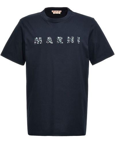 Marni Logo T Shirt Blu