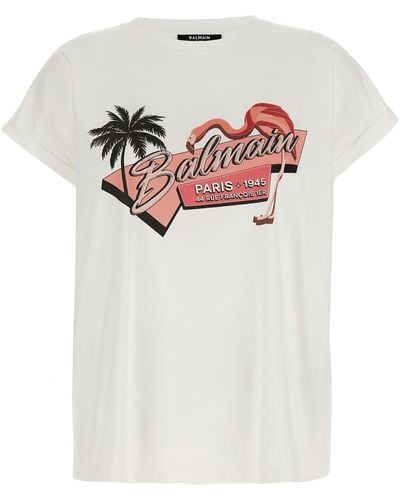 Balmain Flamingo T-shirt - White