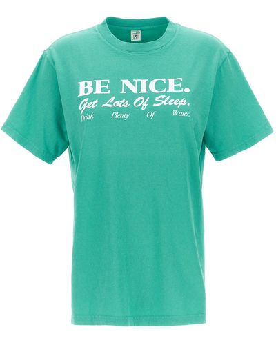 Sporty & Rich Be Nice T Shirt Bianco - Verde