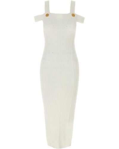 Balmain Knitted Dress Dresses - White