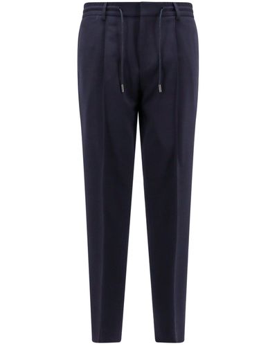 BOSS Pantalone in lana vergine con fascia elastica in vita - Blu
